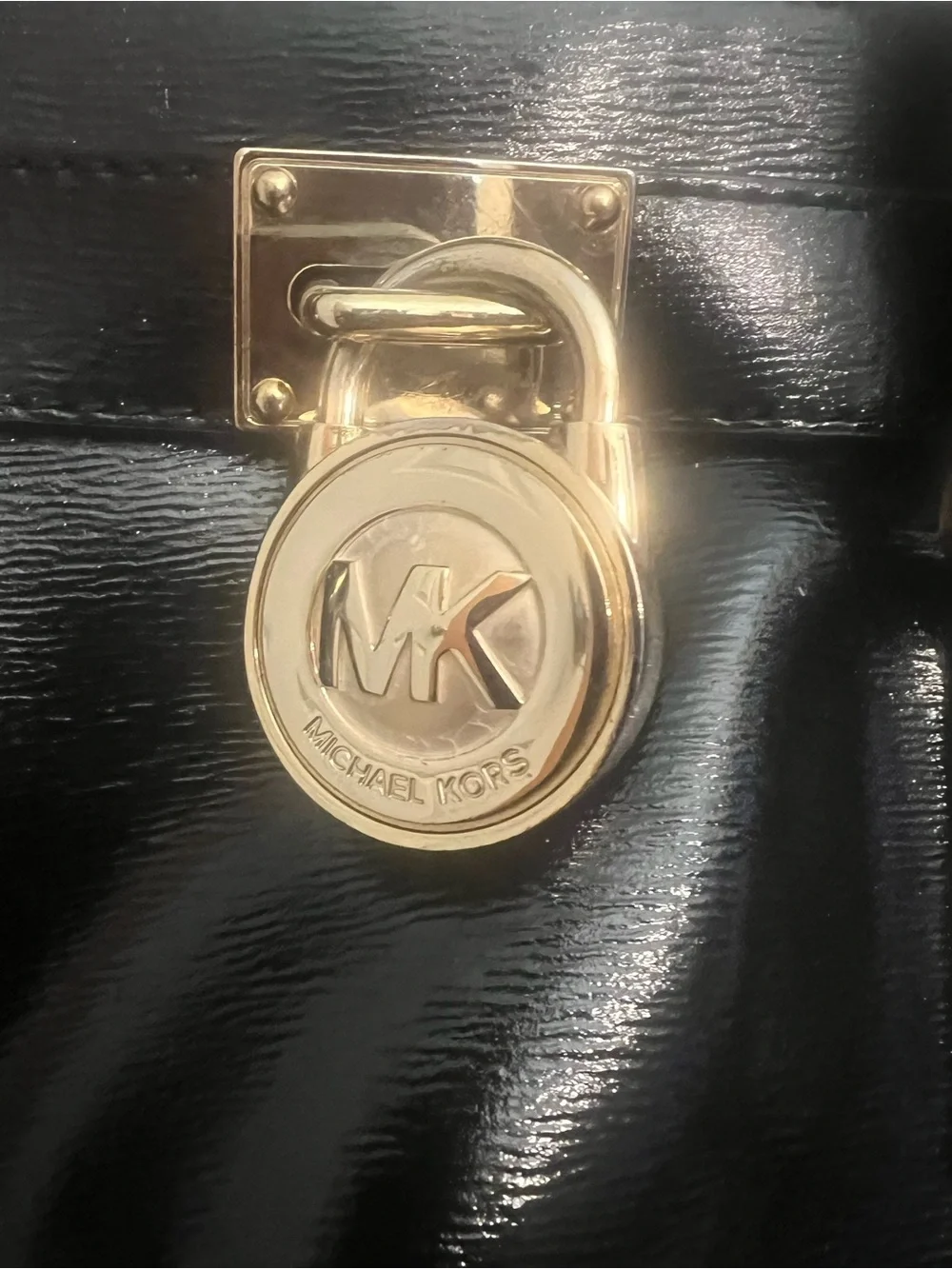 Michael Kors Black Leather Tote with Gold Hardware
